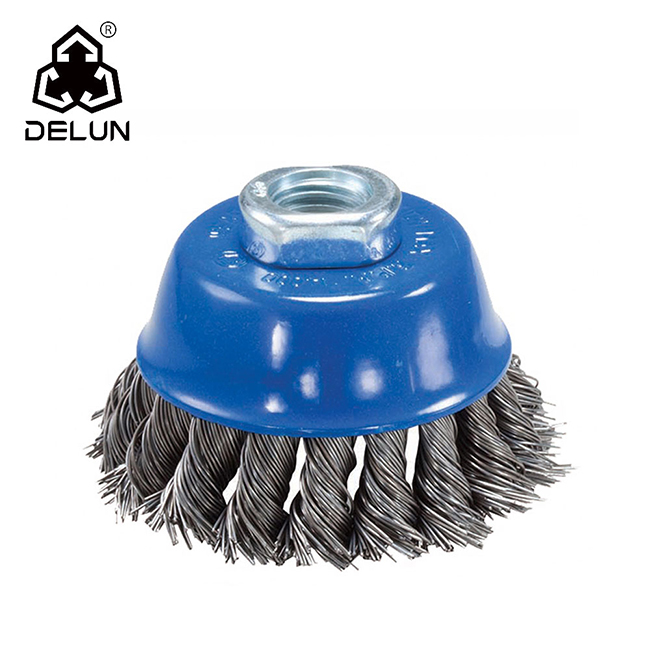DELUN 4inch twisted wire brush for polishing metal from China